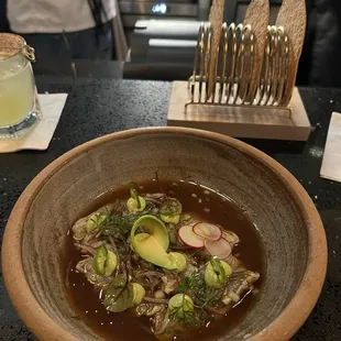 a close up of a bowl of soup