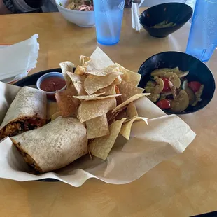 Chicken burrito w/ side of roasted veggies