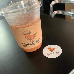 Iced rosy spoonbill latte with oat milk! 10/10 if you like sweeter caffeinated coffee