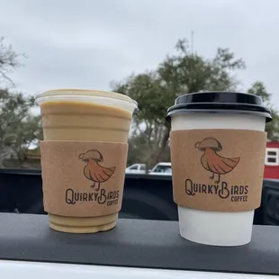 Americano to the left and my favorite breve with vanilla on the right.