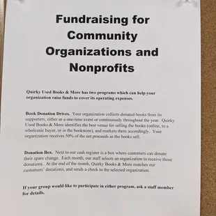 Fundraising opportunities