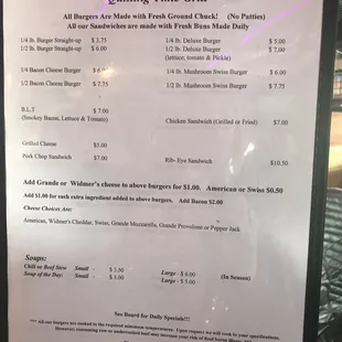 menu