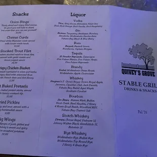 Stable Grill Menu