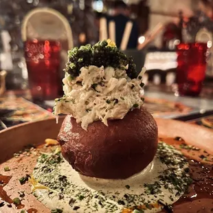 Crab and corn doughnut. A must have.