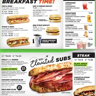 Breakfast menu