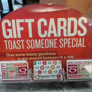 a gift card display for a restaurant
