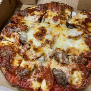 Cheese, Sausage, Pepperoni Pizza