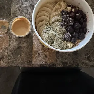 Delicious açaí P bowl w/ PB on the side for din &amp; leftovers!