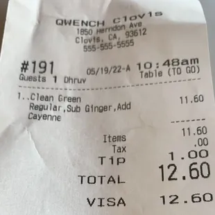 Regular size Clean green juice.  $11.60