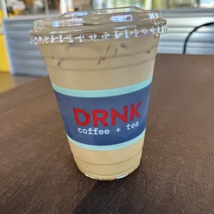 Cafe Latte iced with vanilla and oat milk