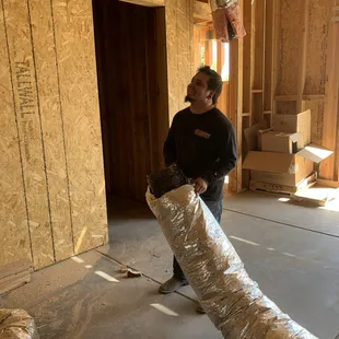 Dustin on a new construction installation