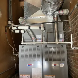 We can install everything for your commercial needs to residential! Just finished with this twinned a/c install.