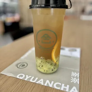 Kiwi fruit tea. Pretty good. I just wish they have agar boba or aloe Vera for topping.