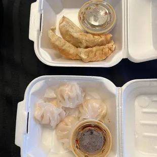 Top: Pork Dumplings, Bottom: Shrimp Dumplings