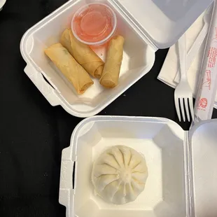 Top: Spring Rolls, Bottom: BBQ Pork Bun