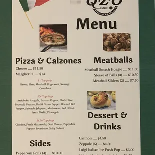Updated menu