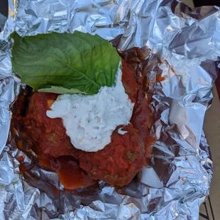 Sleeve of meat balls