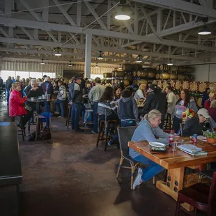 The tasting room at Riggers Loft. The view of the bay is accessible from the whole tasting room. A patio will be built mid-July 2017.