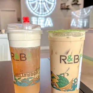 Classic milk tea and Jasmine green tea