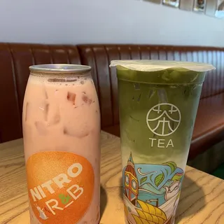 Strawberry Nitro Green Milk Tea