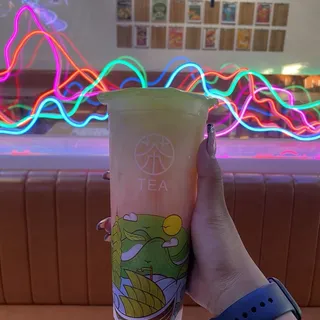 Watermelon Yakult w/ Watermelon Bits