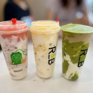 Strawberry storm, peach storm, and avocado Vietnamese coffee
