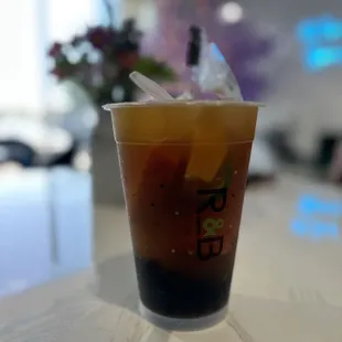 Hawaiian Fruit Green Tea with boba
