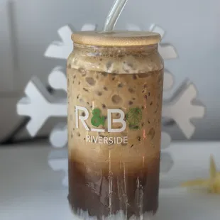 a glass of iced coffee
