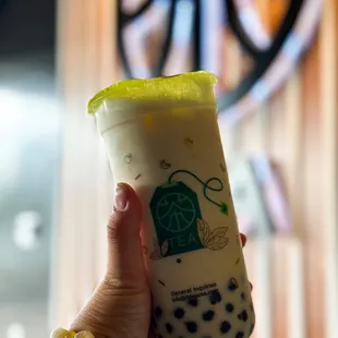 Jasmine Green Milk Tea with Boba