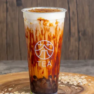 a glass of iced coffee