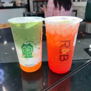 Strawberry Green Milk Tea