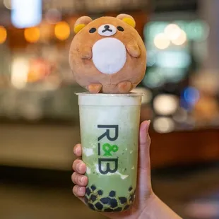 Matcha Stormy with boba