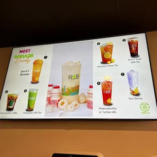 most popular drinks menu