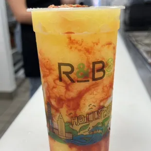 Mangonada : Ice blended mango smoothie served with tajin and chamoy
