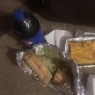 a sandwich and a side dish