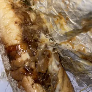 Cheesesteak sandwich with 3 cheeses, onions,jalapeños and ranch!!