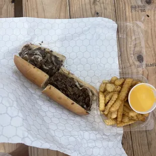 Cheesesteak Sandwich and Fries