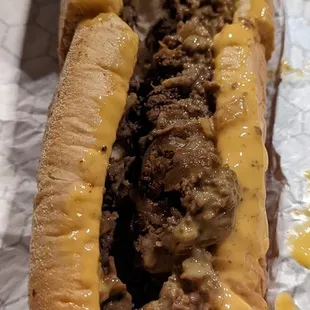 Cheesesteak with whiz and onions