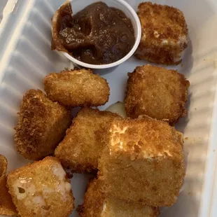 Fried Brie bites with local apple butter