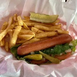 Chicago dog (ordered with no bun)