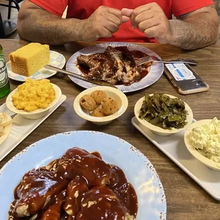 BBQ chicken &amp; ribs with sides