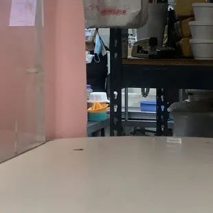 Lady in the food area without a mask on