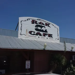 Restaurant front and sign.