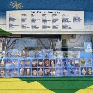 Listing of some menu items