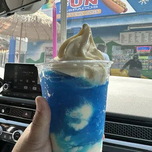Blue coconut icy ice cream