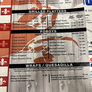 Menu as of October 2023