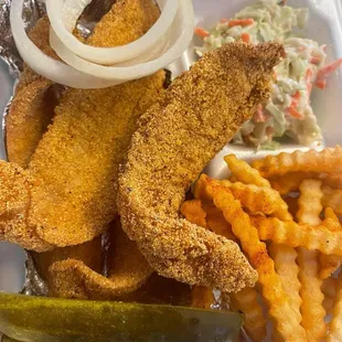 Four Piece Fish Plate with Coleslaw and Fries