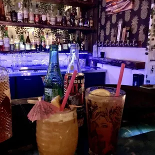 two cocktails on the bar