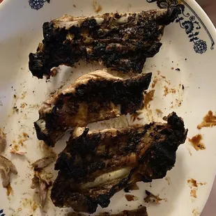 Blackened and inedible ribs