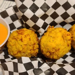 Pepper jack boudin balls with spicy fry sauce